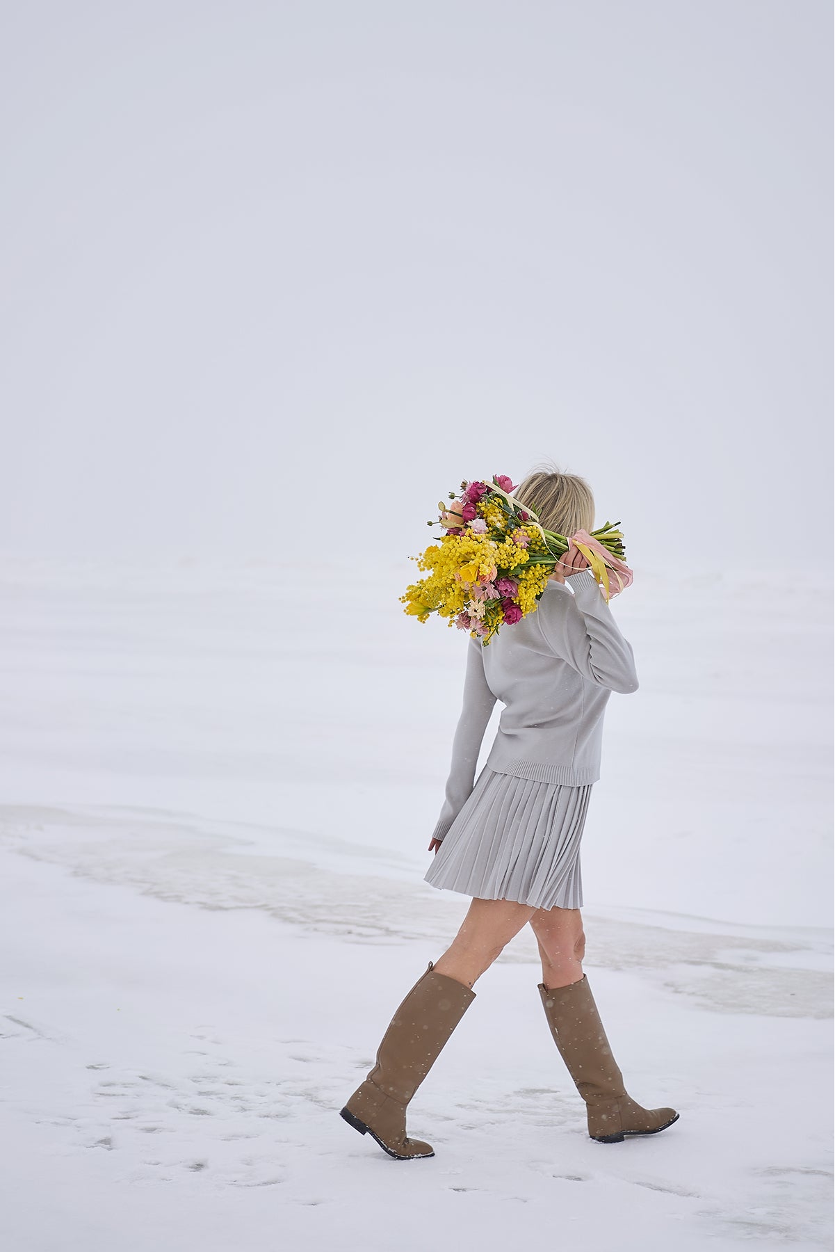 Merino Cashwool Fly Baby Spring Suit With Skirt | Silver