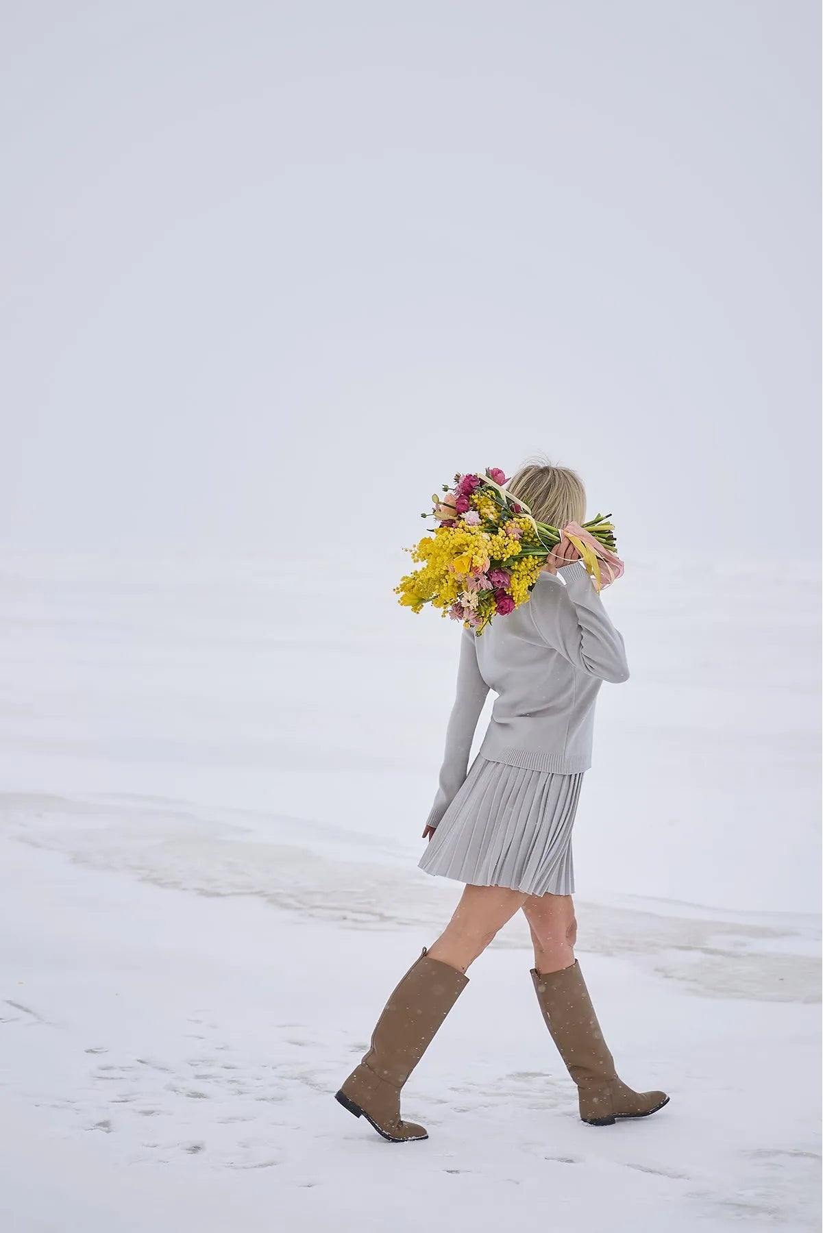 Merino Cashwool Fly Baby Spring Suit With Skirt | Silver