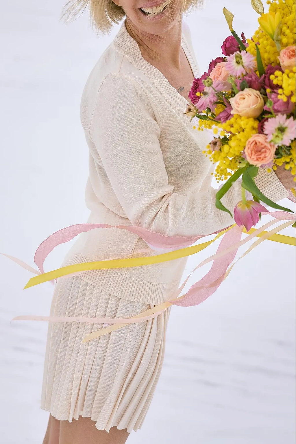 Merino Cashwool Fly Baby Spring Suit With Skirt | Vanilla