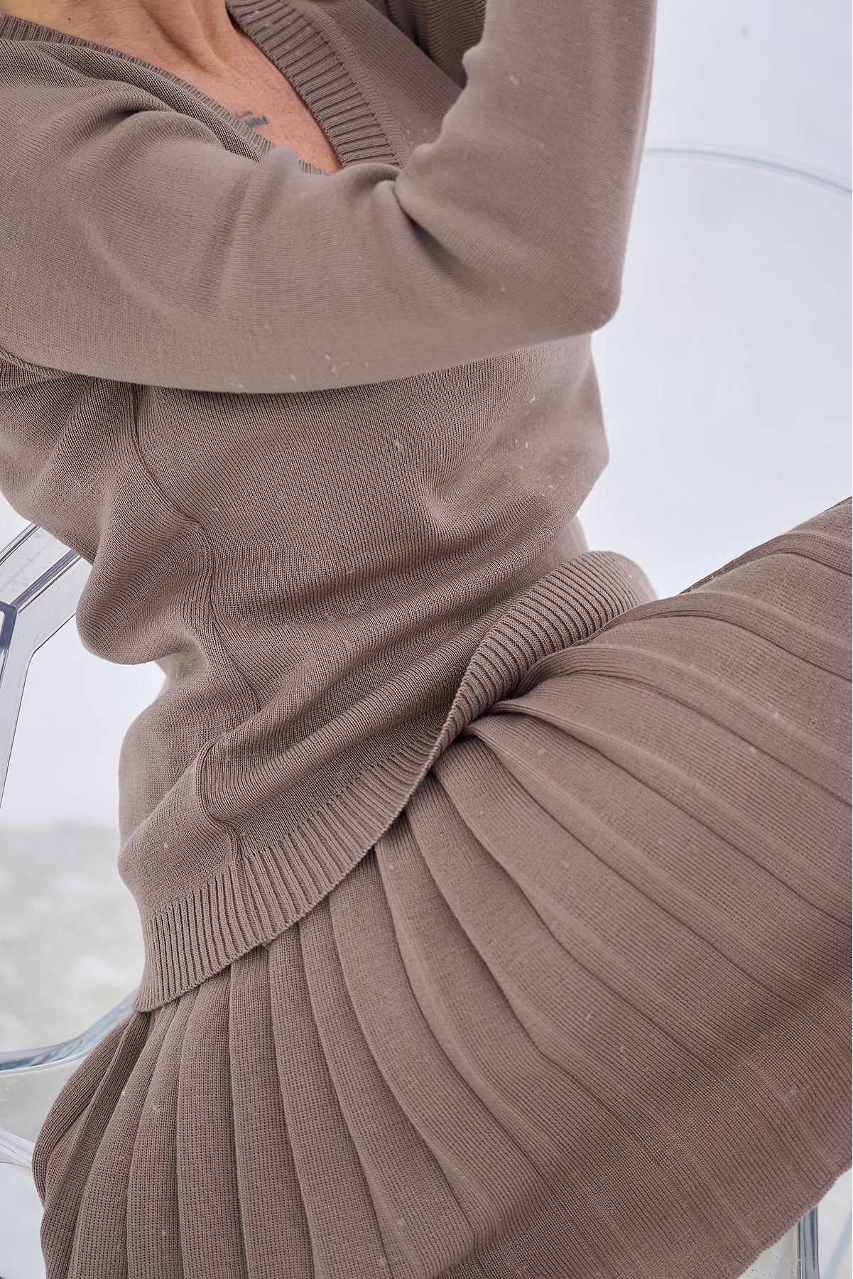 Merino Cashwool Fly Baby Spring Suit With Skirt | Cacao