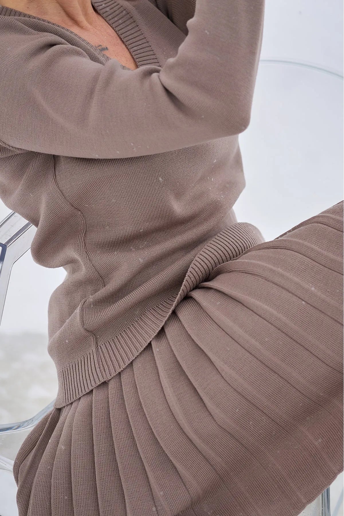 Merino Cashwool Fly Baby Spring Suit With Skirt | Cacao