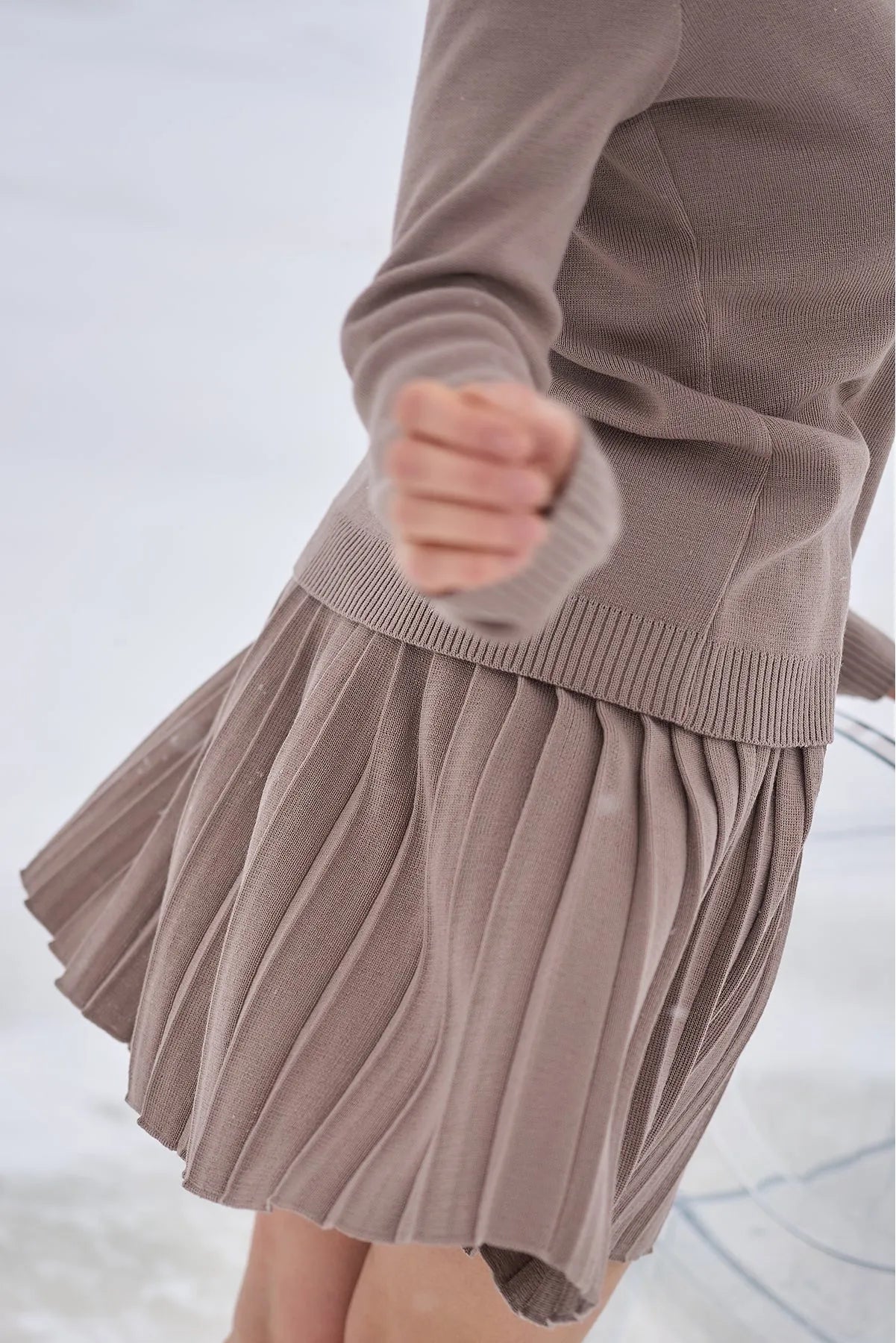 Merino Cashwool Fly Baby Spring Suit With Skirt | Cacao