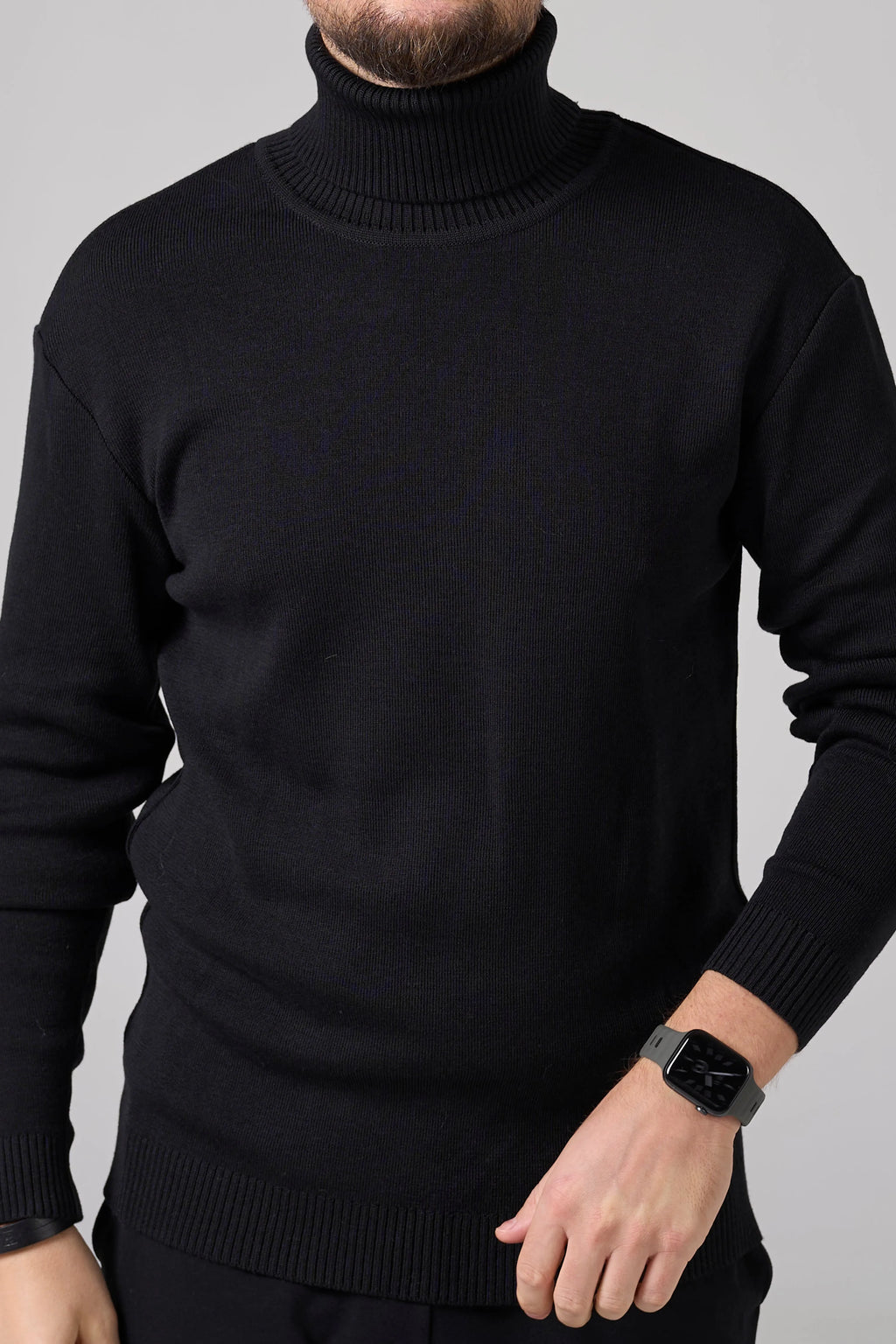 Man Classic plain Knit sweater | Black color