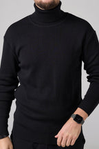 Man Classic plain Knit sweater | Black color