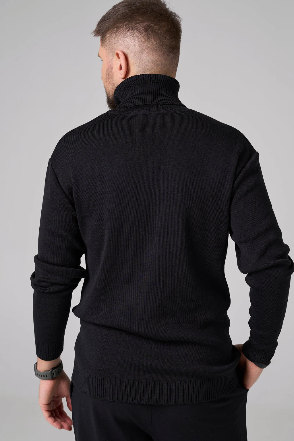 Man Classic plain Knit sweater | Black color