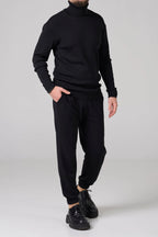 Man Classic plain Knit sweater | Black color