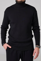 Man Classic plain Knit sweater | Black color