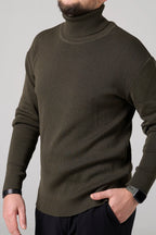 Man Classic plain Knit sweater | Khaki color