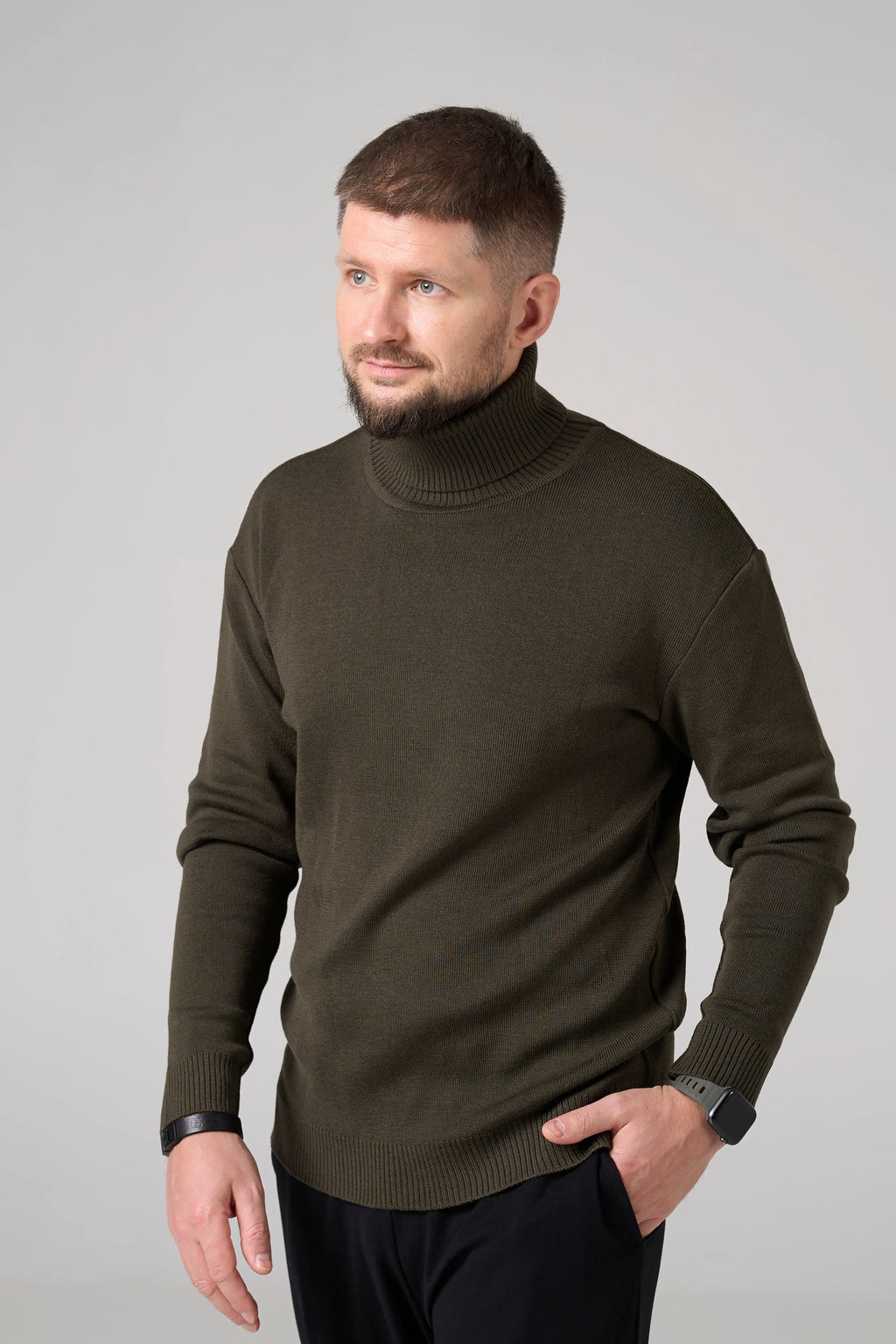 Man Classic plain Knit sweater | Khaki color