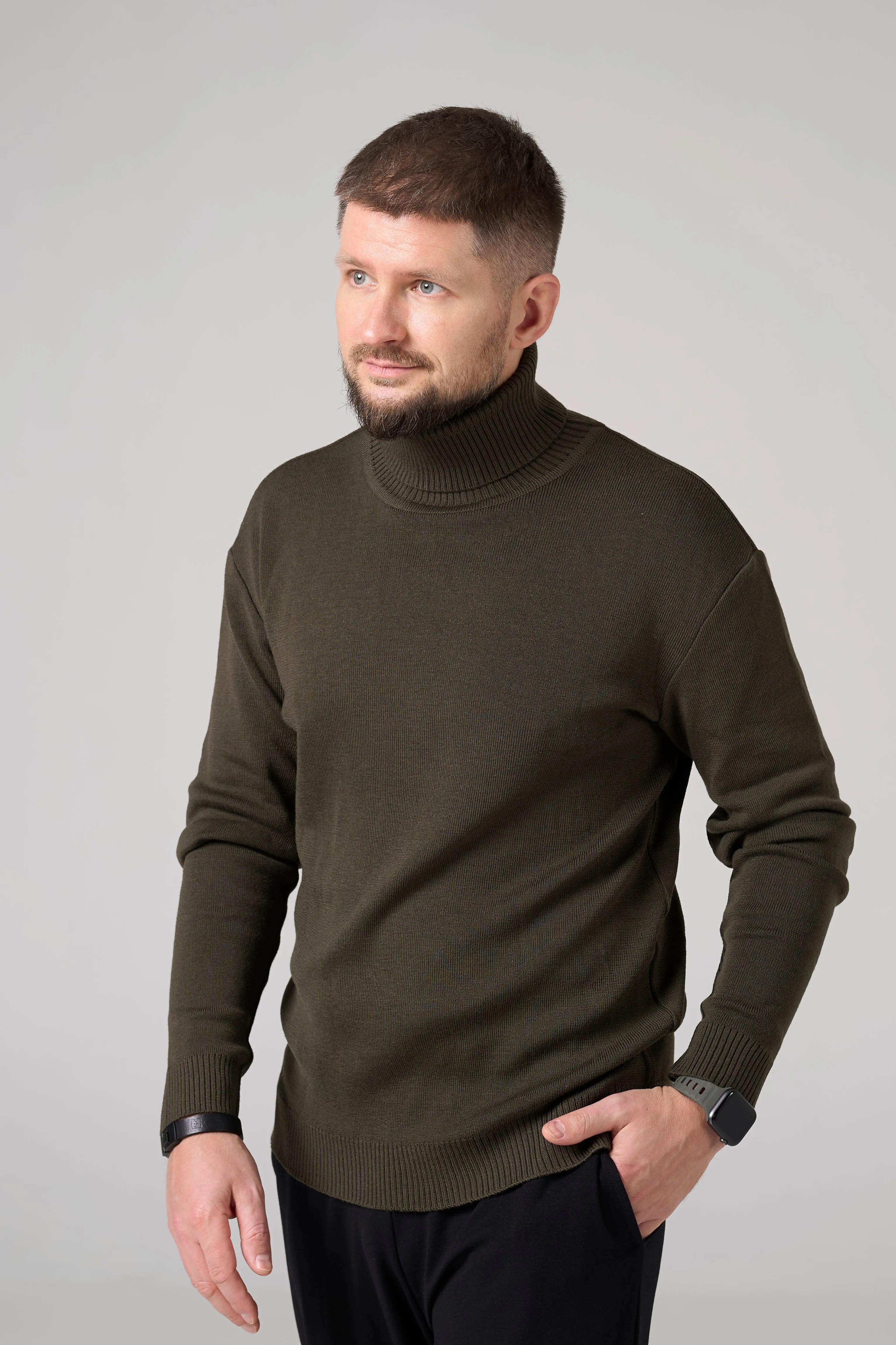 Man Classic plain Knit sweater | Khaki color