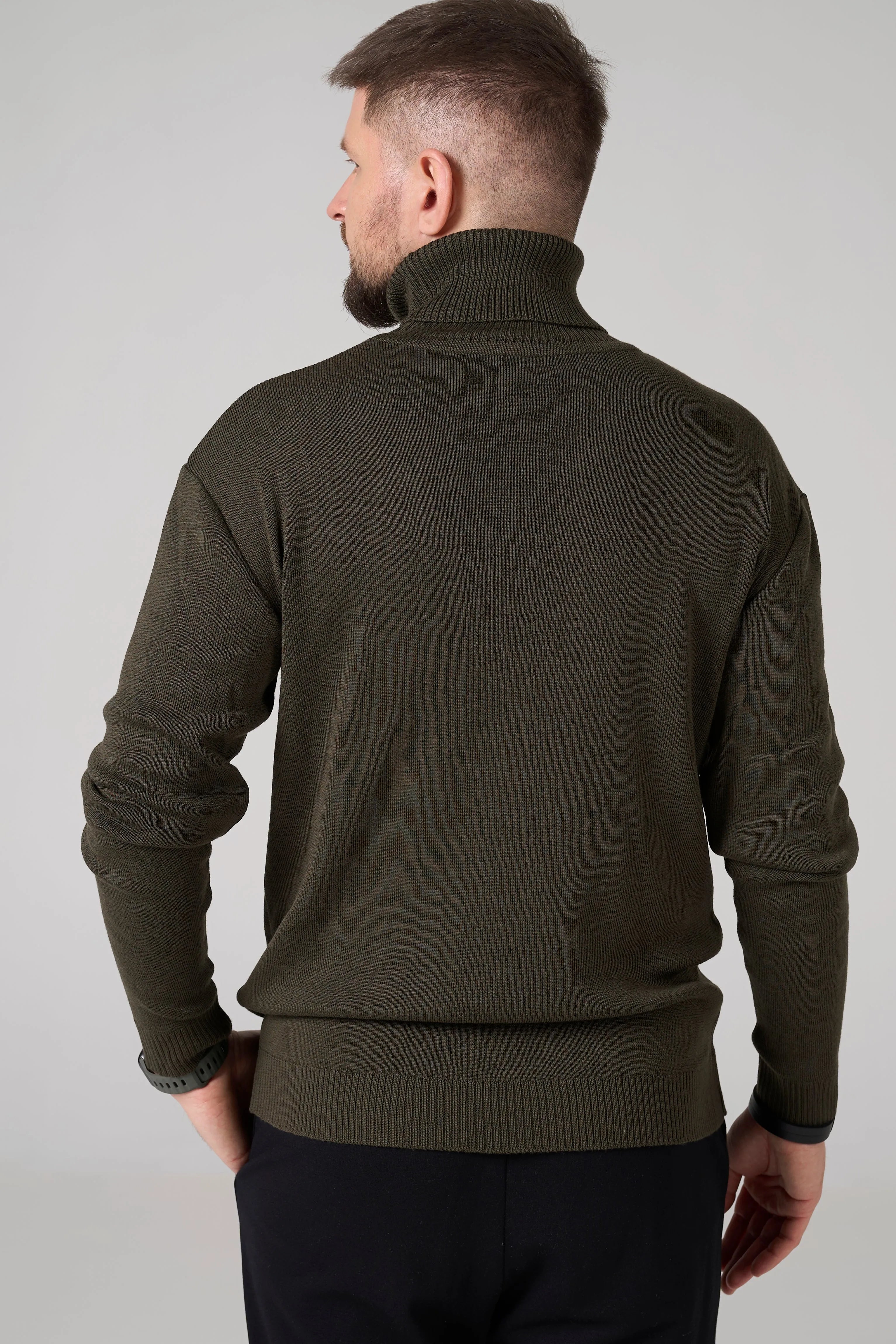 Man Classic plain Knit sweater | Khaki color