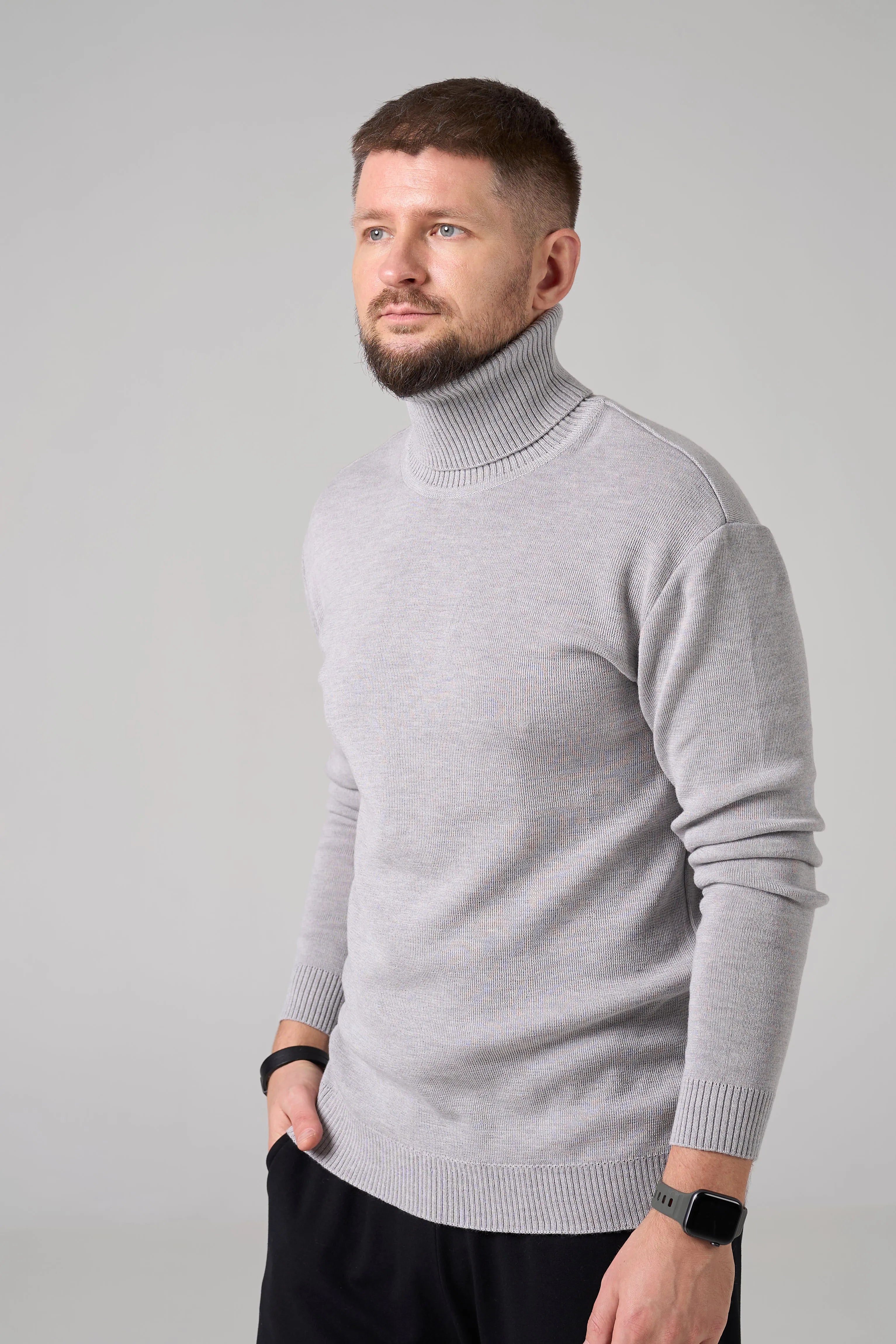 Man Classic plain Knit sweater | Gray color