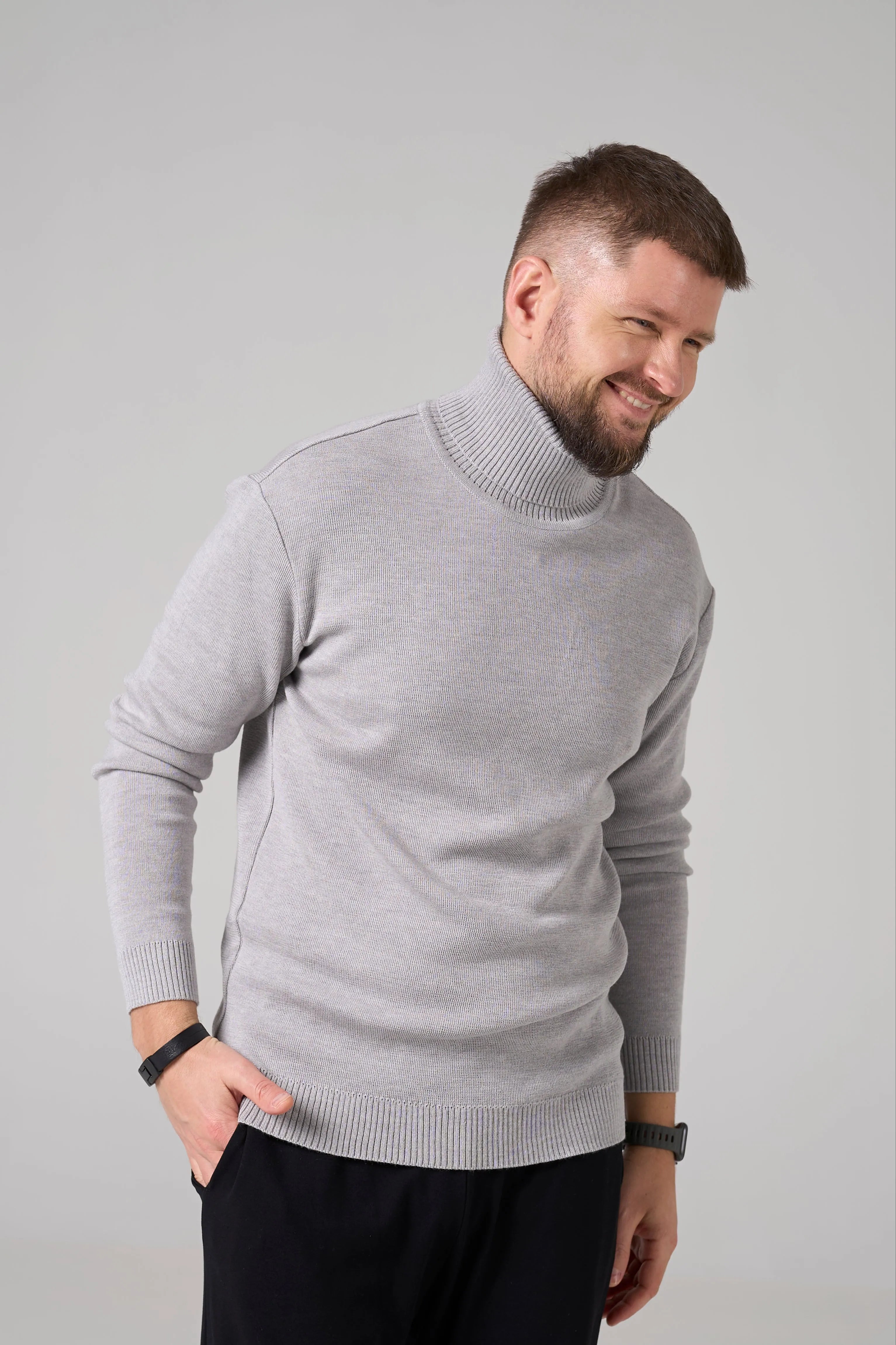 Man Classic plain Knit sweater | Gray color