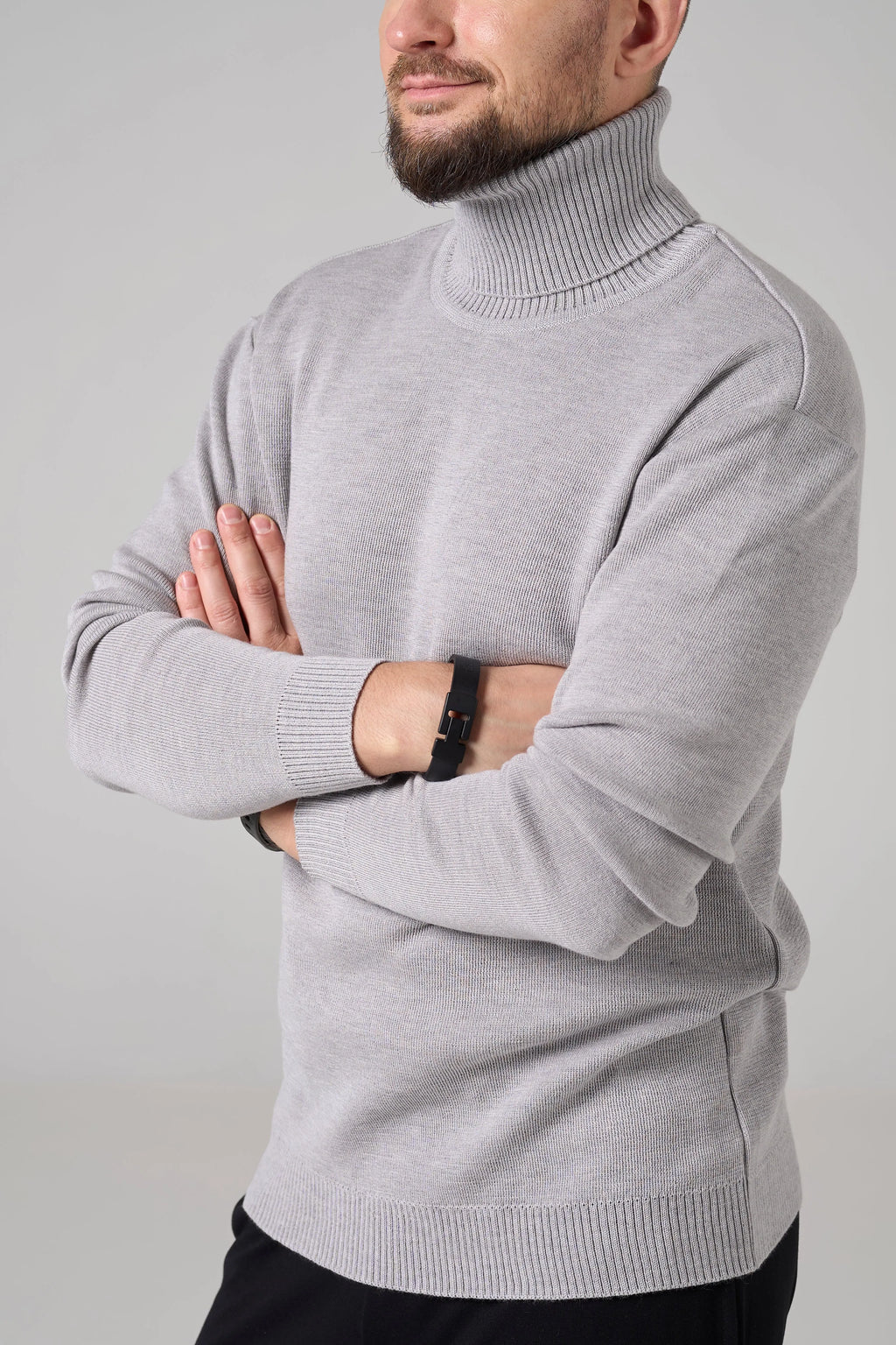 Man Classic plain Knit sweater | Gray color