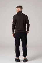 Man Classic plain Knit sweater | Coffee color