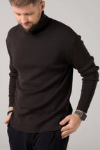 Man Classic plain Knit sweater | Coffee color