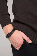 Man Classic plain Knit sweater | Coffee color