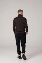 Man Classic plain Knit sweater | Coffee color