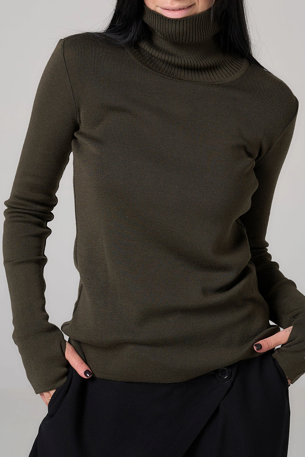 Classic plain Knit sweater | Khaki color