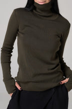 Classic plain Knit sweater | Khaki color