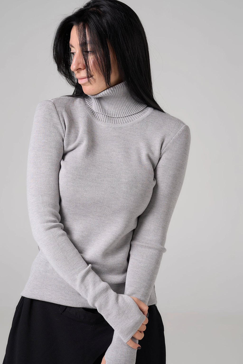 Classic plain Knit sweater | Gray color