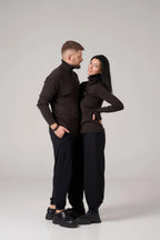 Man Classic plain Knit sweater | Coffee color