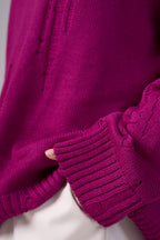 Ripped Merino Wool Sweater | Magenta