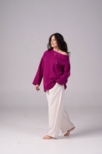 Ripped Merino Wool Sweater | Magenta