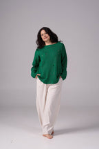 Ripped Merino Wool Sweater | Emerald