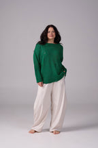 Ripped Merino Wool Sweater | Emerald
