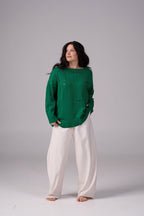 Ripped Merino Wool Sweater | Emerald