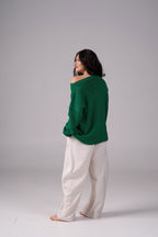 Ripped Merino Wool Sweater | Emerald