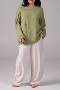 Ripped Merino Wool Sweater | Pistachio