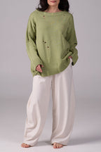 Ripped Merino Wool Sweater | Pistachio
