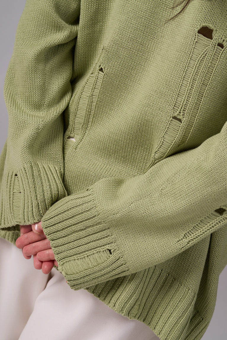 Ripped Merino Wool Sweater | Pistachio