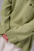 Ripped Merino Wool Sweater | Pistachio