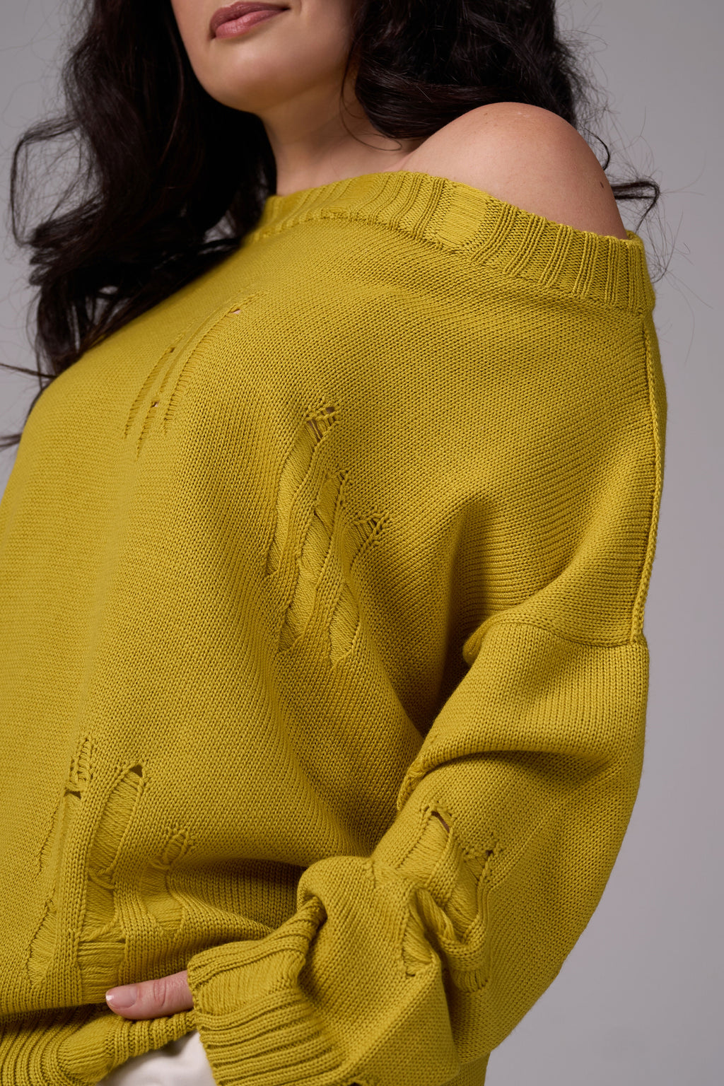 Ripped Merino Wool Sweater | Mustard