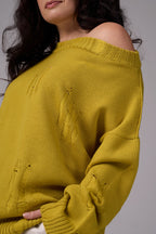 Ripped Merino Wool Sweater | Mustard