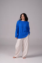 Ripped Merino Wool Sweater | Blue