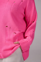 Ripped Merino Wool Sweater | Pink