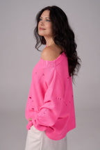 Ripped Merino Wool Sweater | Pink