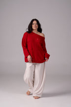 Ripped Merino Wool Sweater | Red