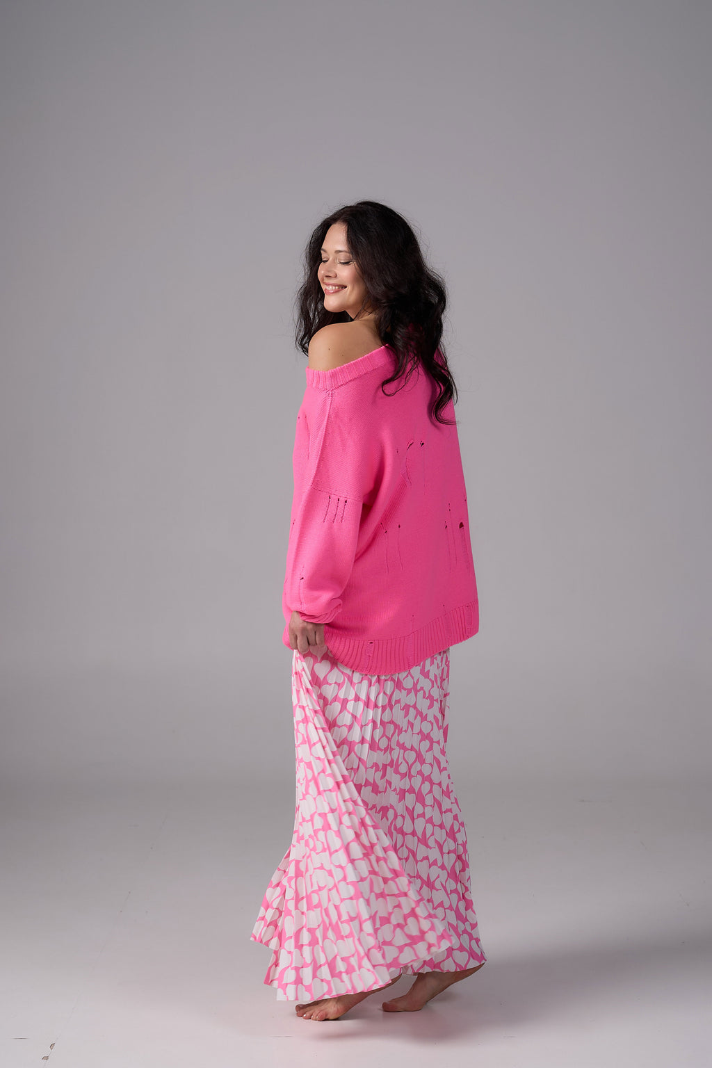 Ripped Merino Wool Sweater | Pink