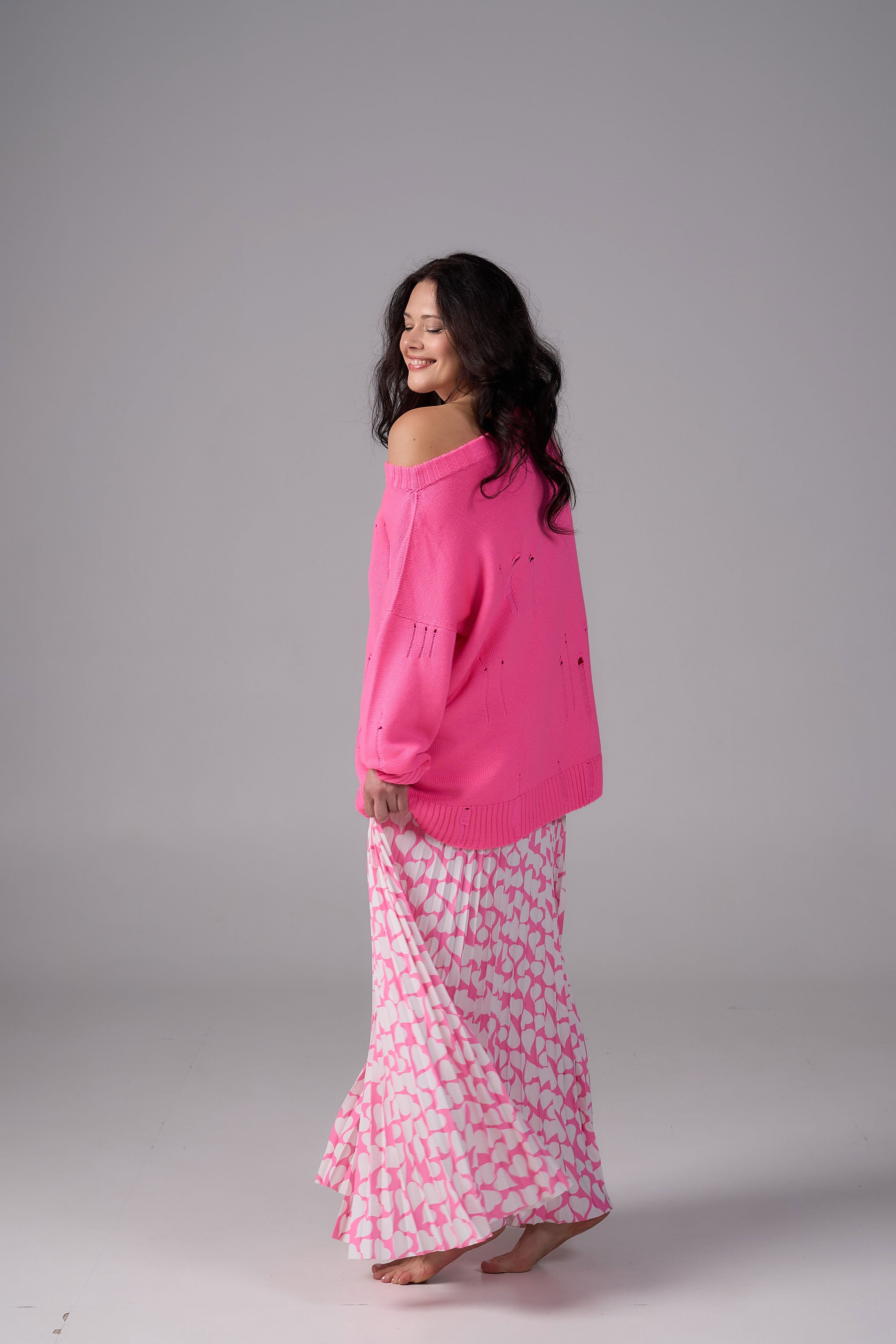 Ripped Merino Wool Sweater | Pink