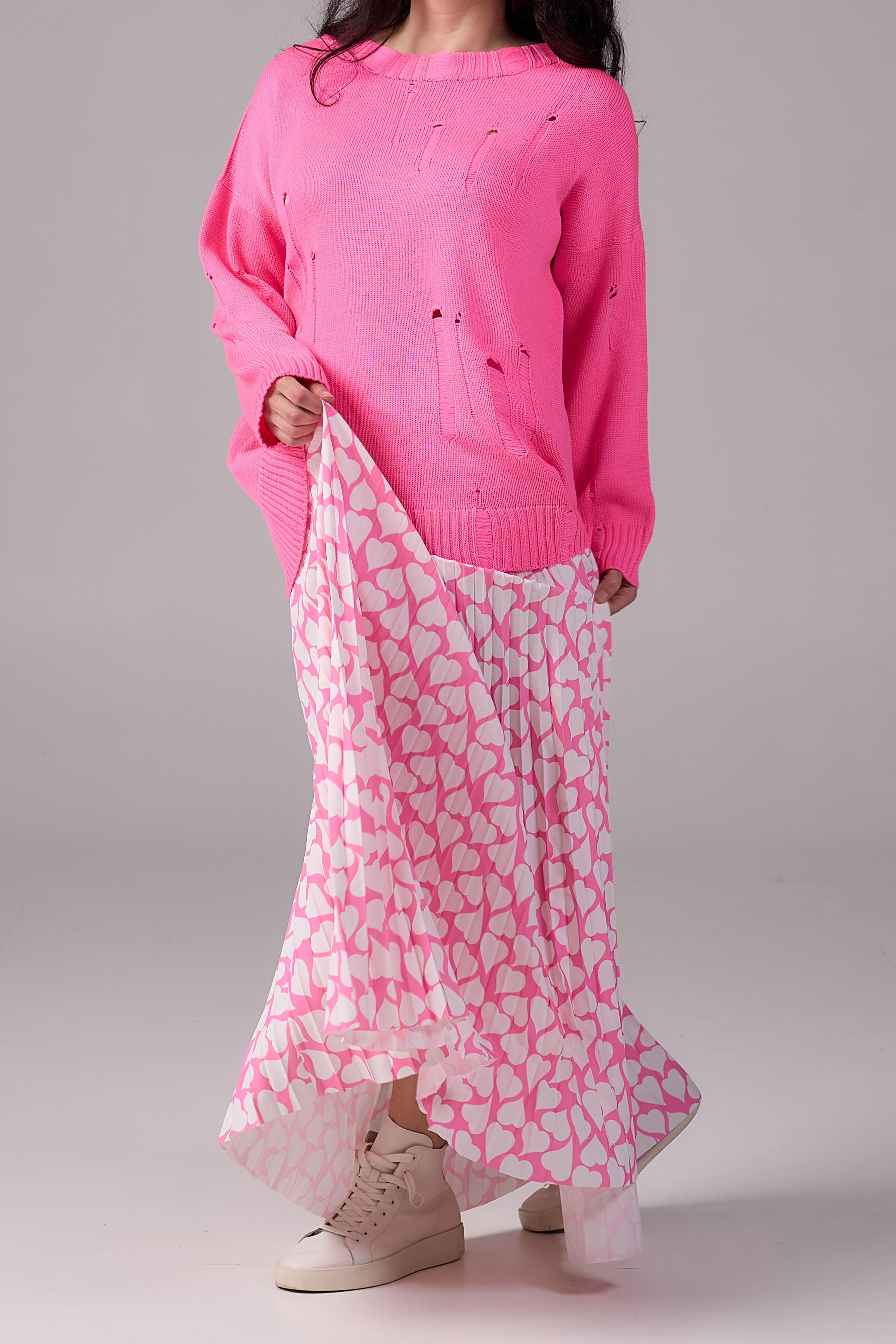 Ripped Merino Wool Sweater | Pink