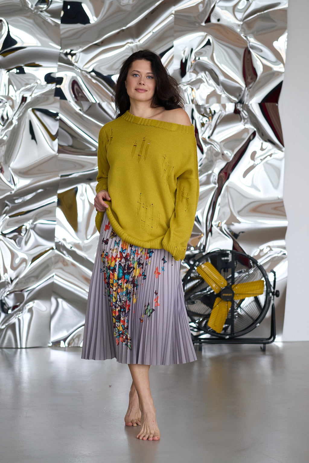 Ripped Merino Wool Sweater | Mustard