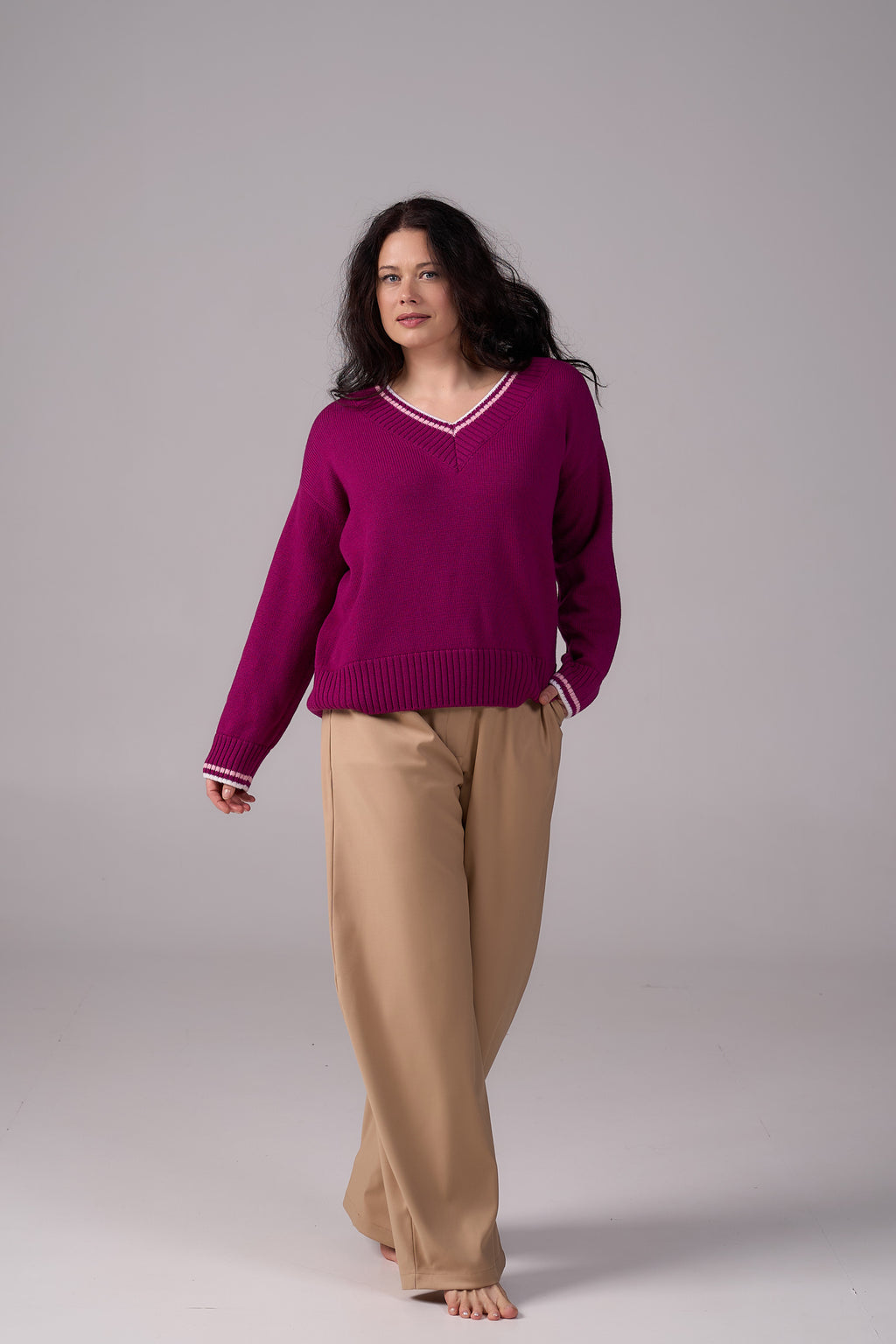 Knit Sweater “Lorenzo” | Magenta Color