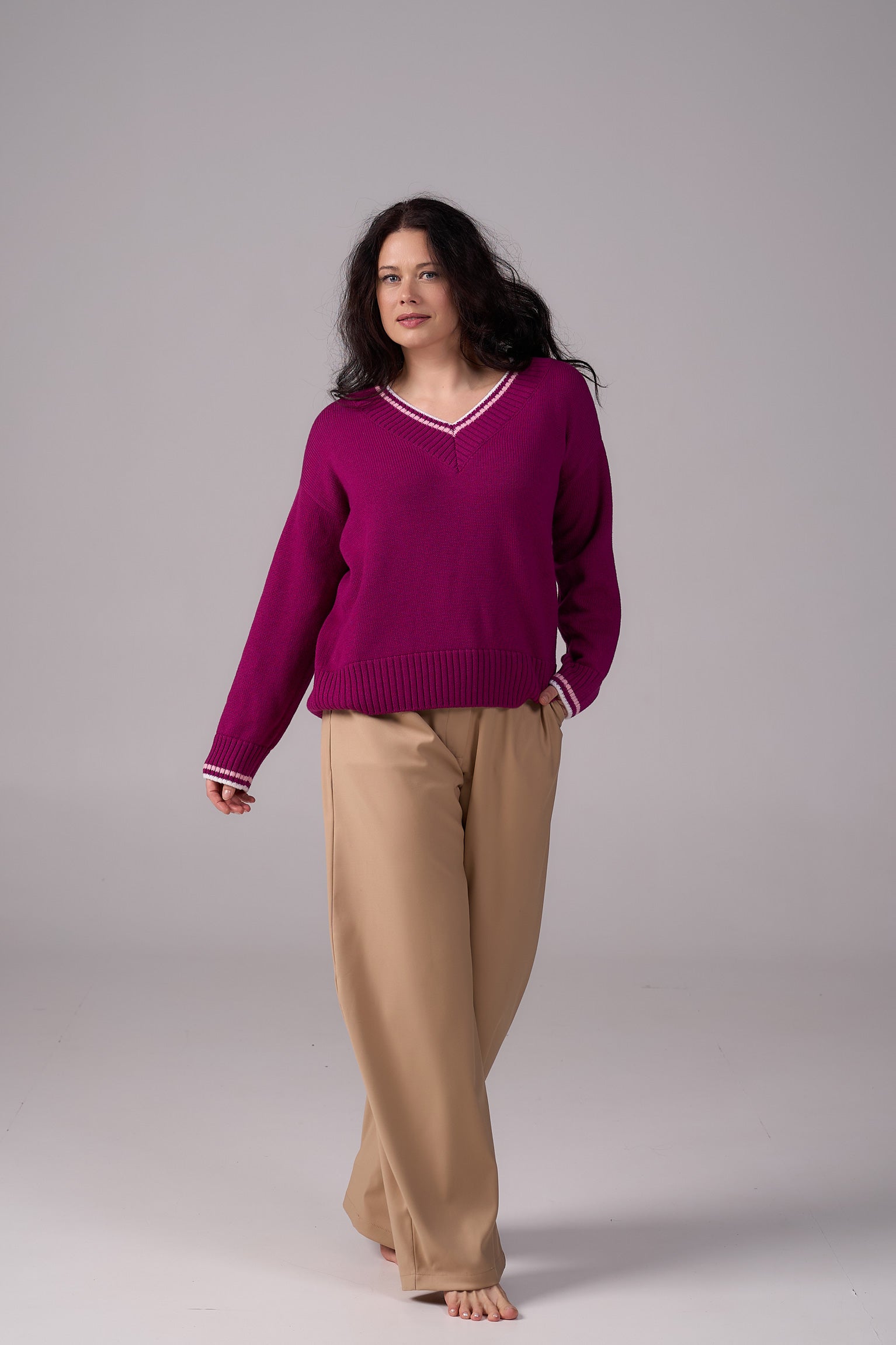 Knit Sweater “Lorenzo” | Magenta Color