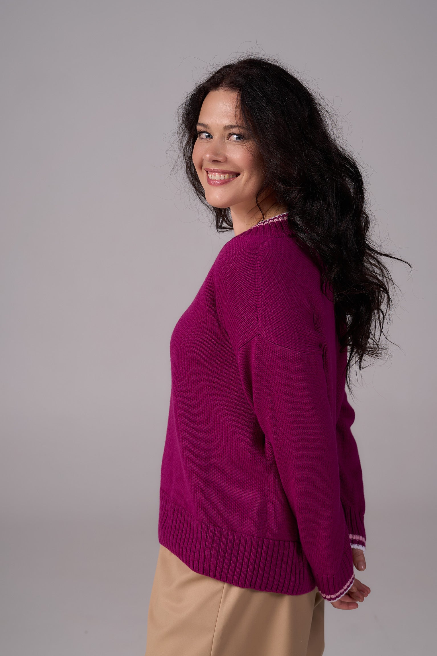 Knit Sweater “Lorenzo” | Magenta Color