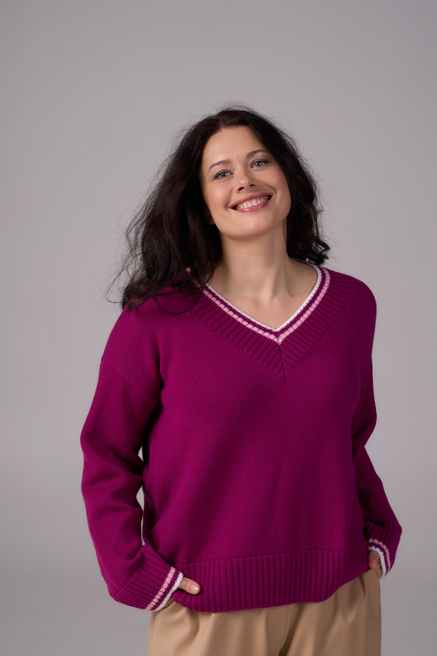 Knit Sweater “Lorenzo” | Magenta Color
